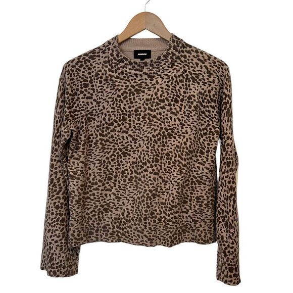 Monrow Cheetah Print Cashmere Sweatshirt - Picture 1 of 4
